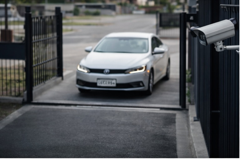 Auto entrando al recinto